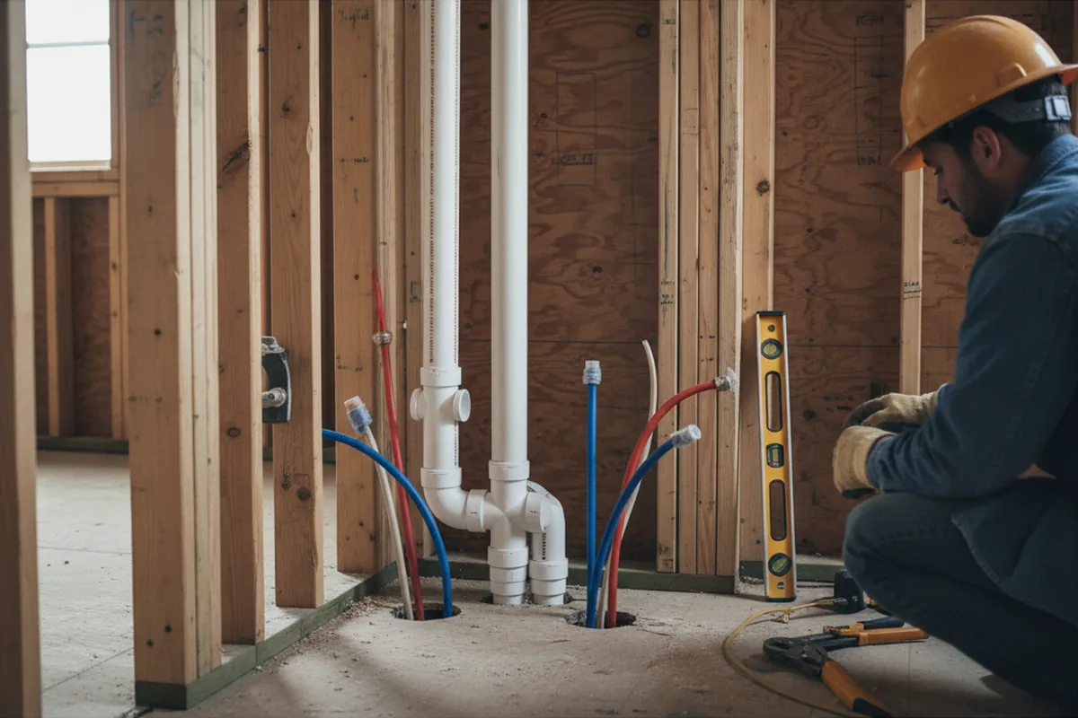 Drain and supply rough-in during Leak Detection in Twin Falls